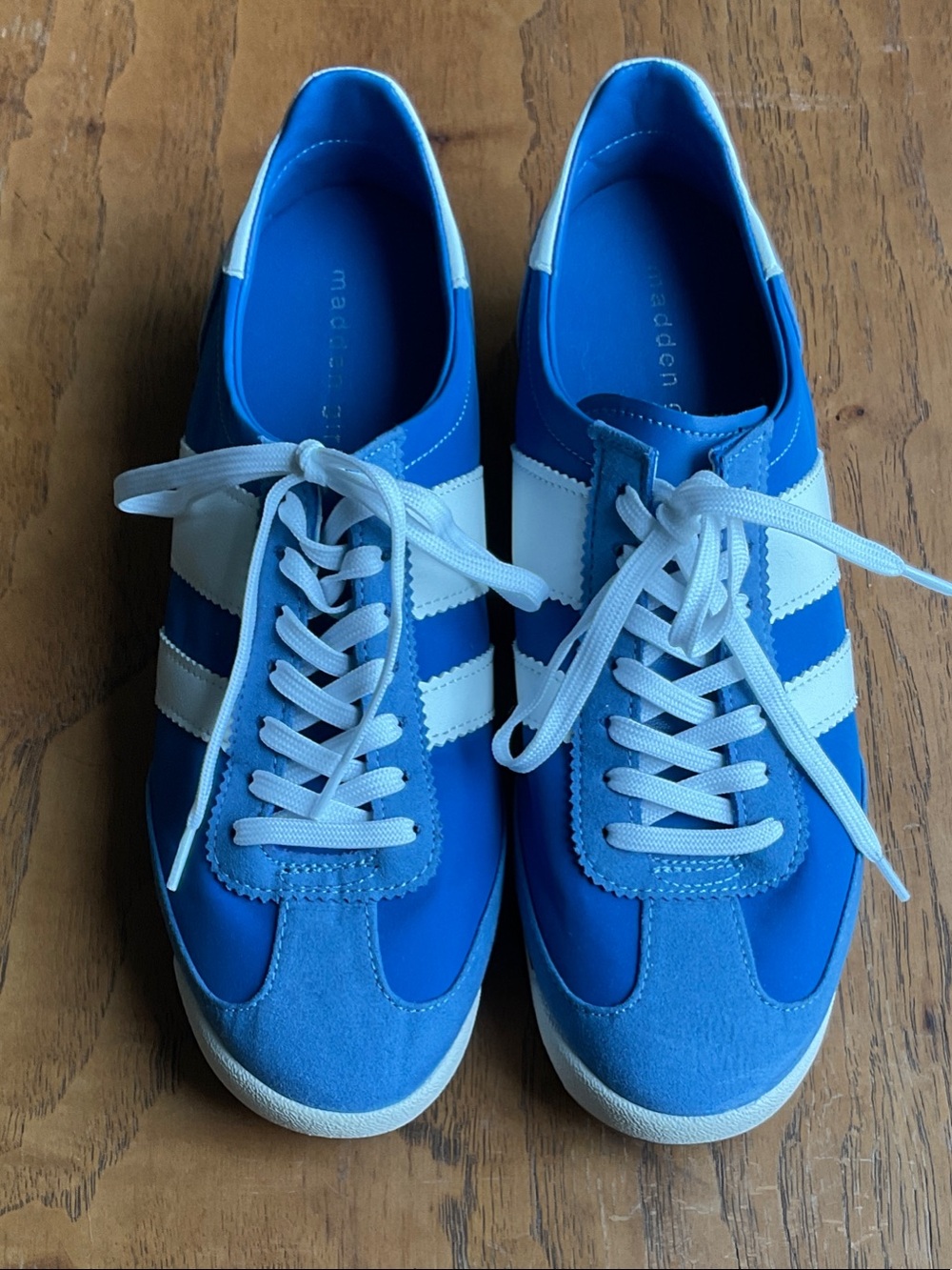 Madden Girl Blue and White Retro Lace-Up Sneakers
